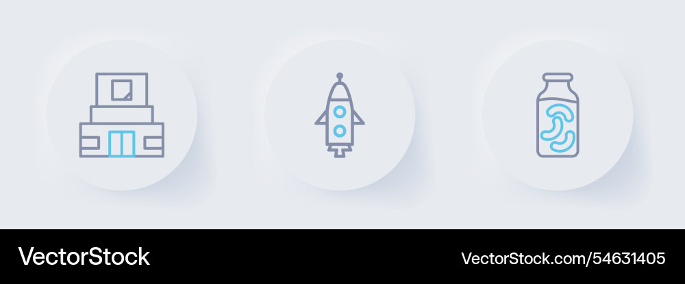 Set line pickled cucumbers in a jar rocket ship Vector Image