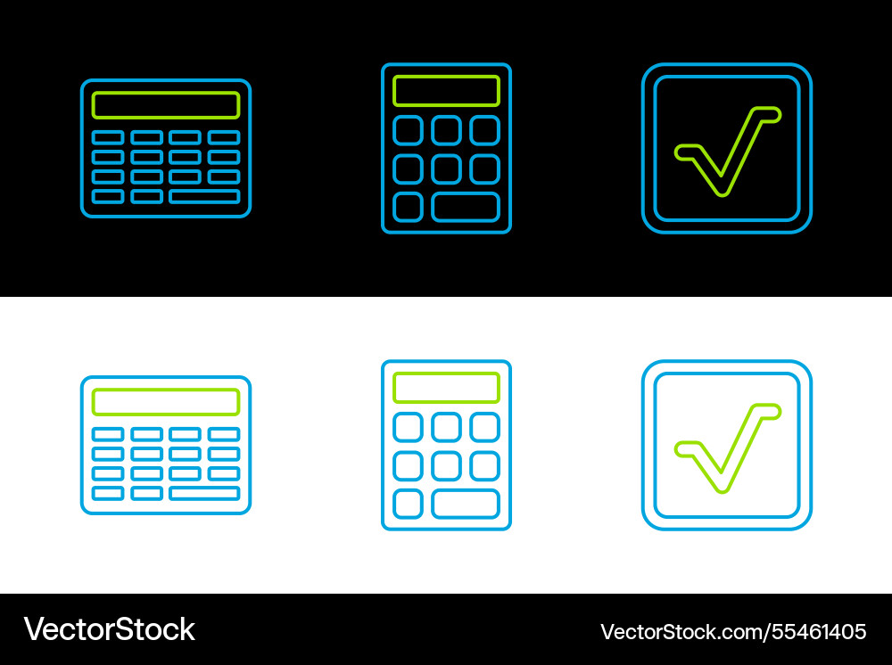 Set line square root calculator and icon Set line square root calculator and icon vector image