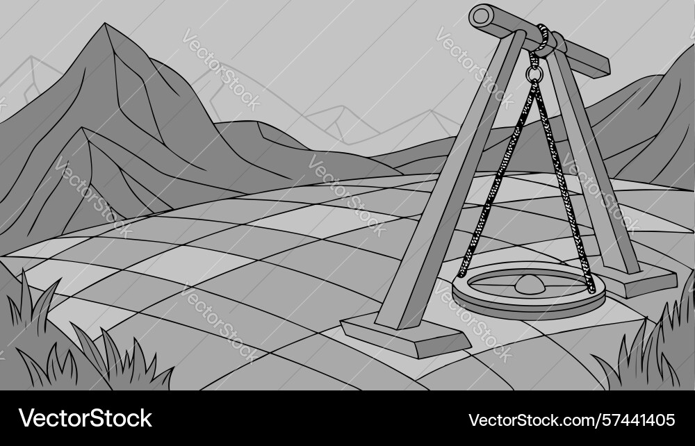 Simple swing set in desolate hazy landscape vector image