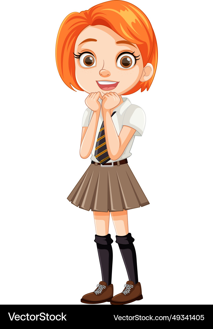 Smiling cartoon character cute girl student vector image