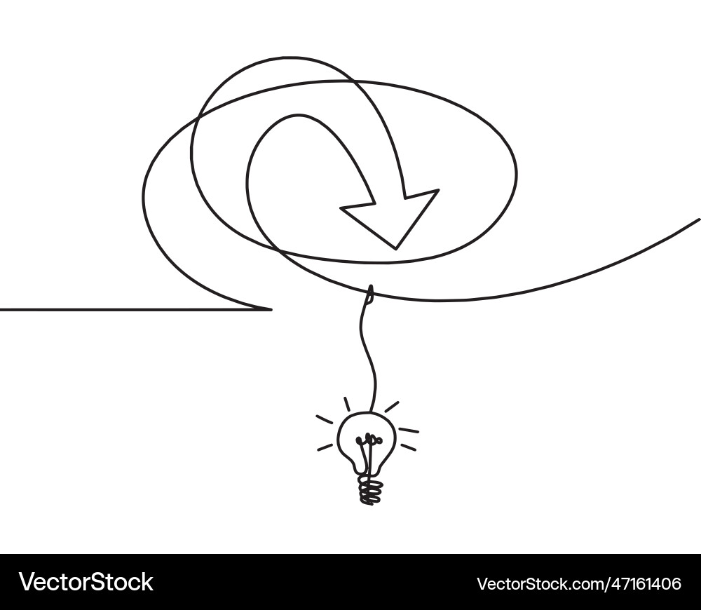 Abstract continuous lines arrows and light bulb Abstract continuous lines arrows and light bulb Vector Image