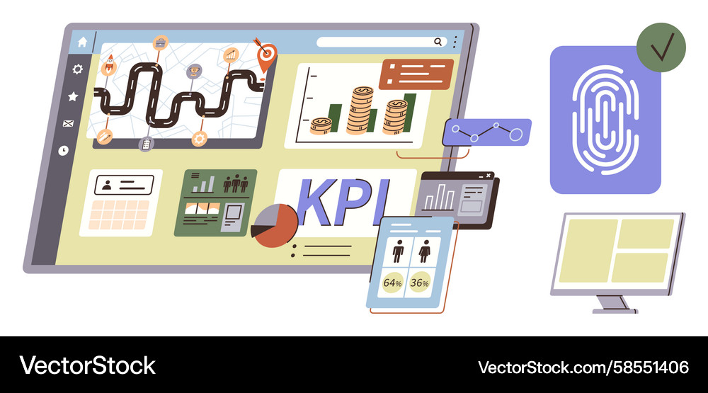Data Analytics Dashboard with KPIs Vector Image