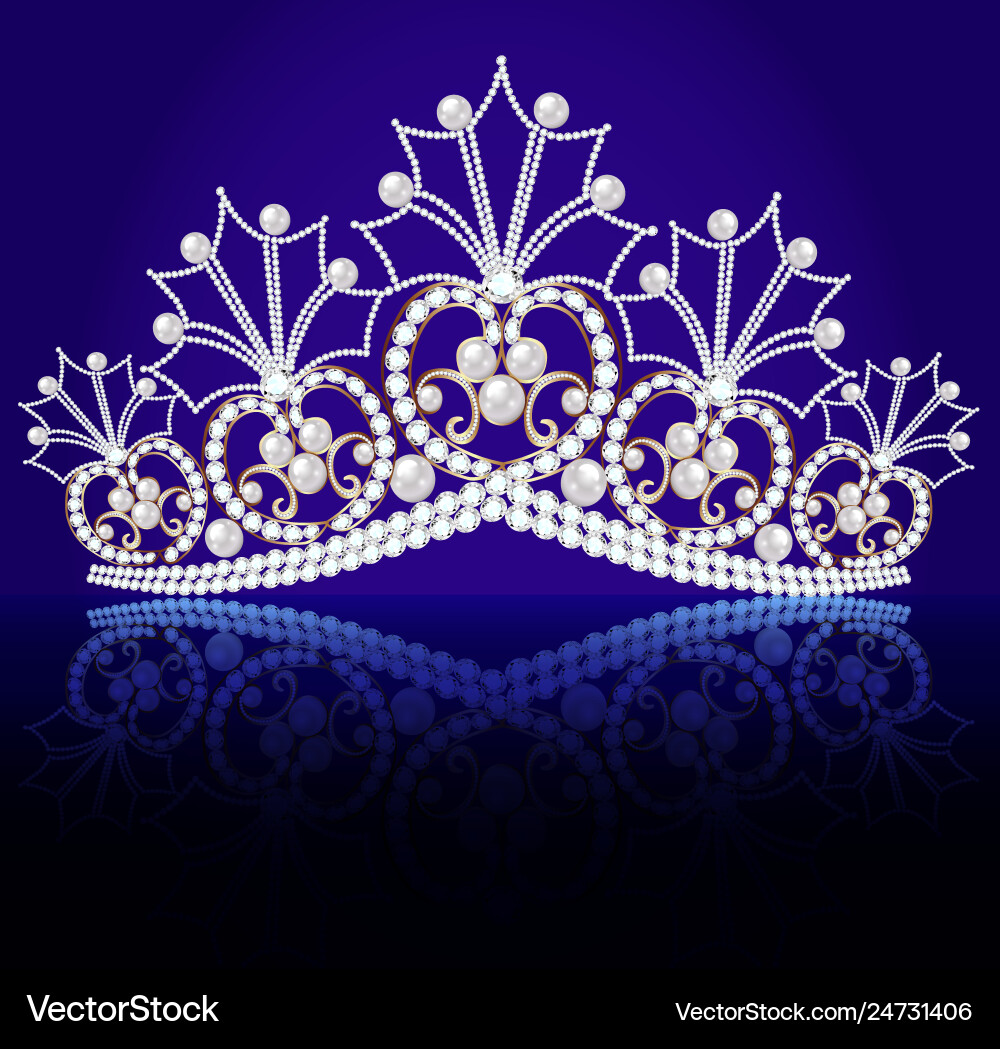 Diadem crown female tiara with precious stones Diadem crown female tiara with precious stones vector image