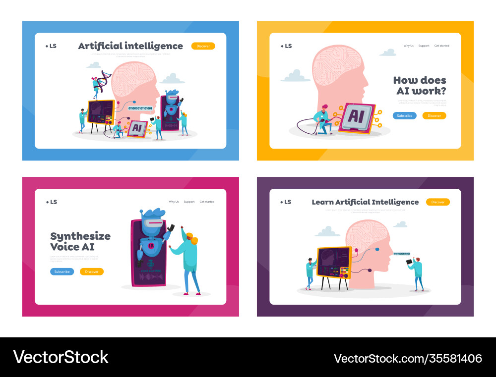 Engineers characters create artificial Engineers characters create artificial vector image