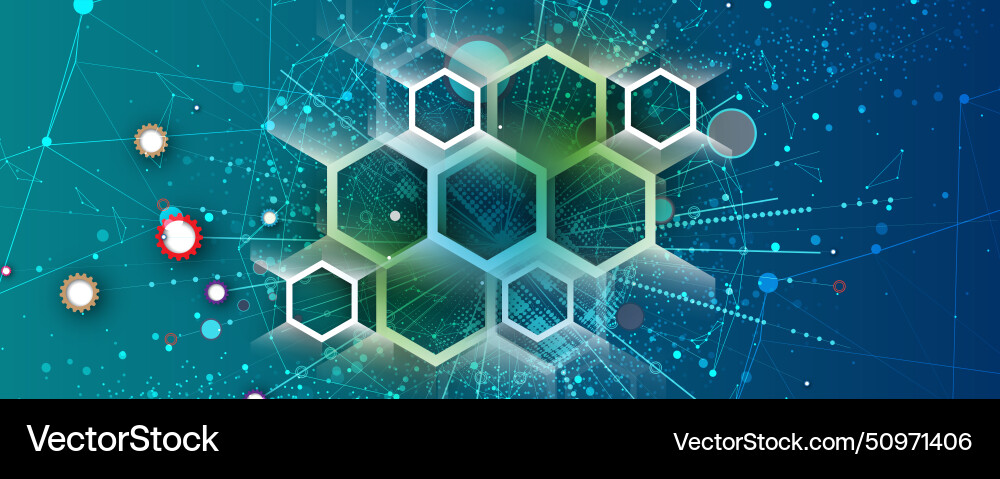 Geometric hexagon abstract background with simple Vector Image