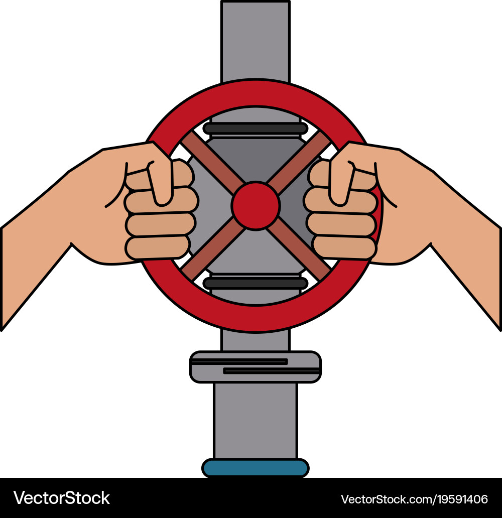 Hands on pipeline Vector Image