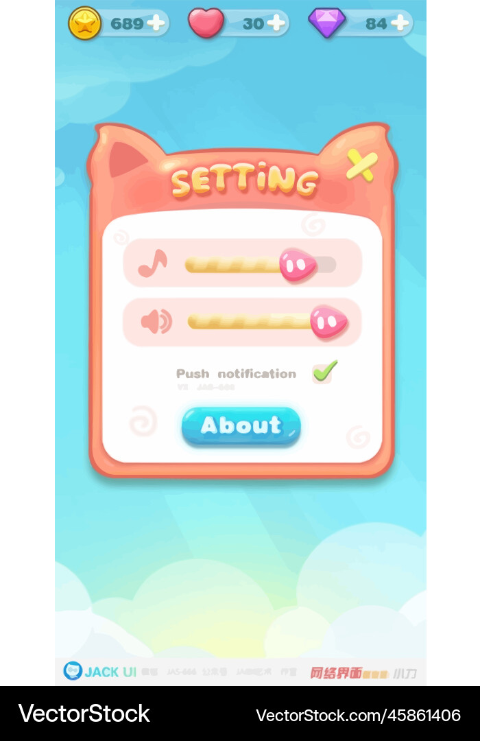 Komplettes Set von Level-Taste Spiel ui Pop-up-Symbol vektorbild