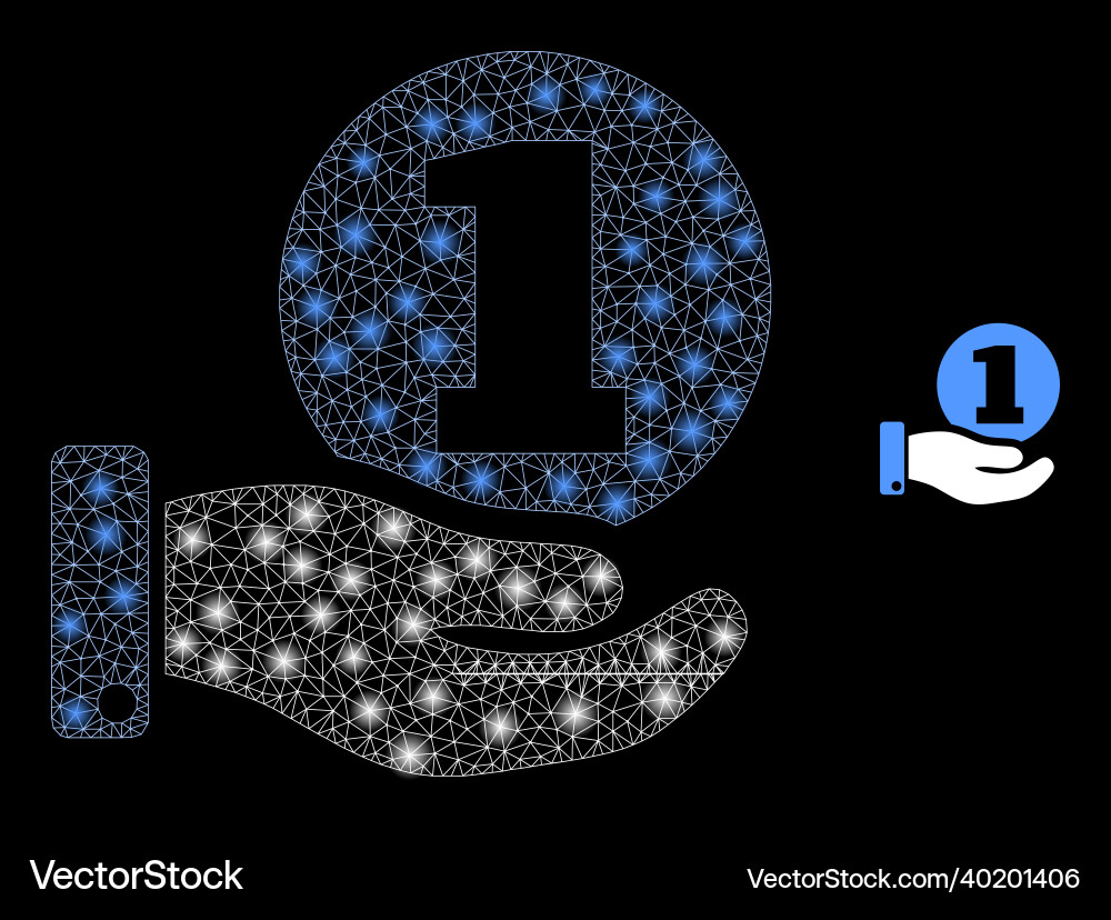 Mesh net coin donation hand with magic Mesh net coin donation hand with magic vector image