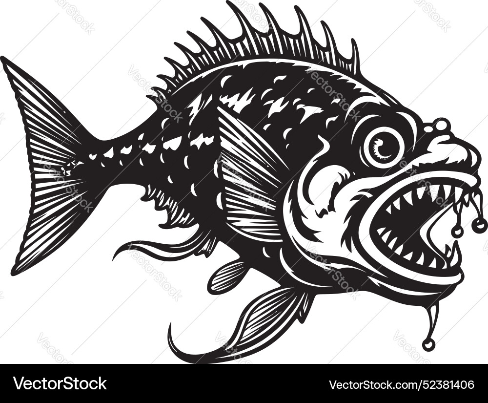 Nefarious navigator evil angular creature fish Vector Image