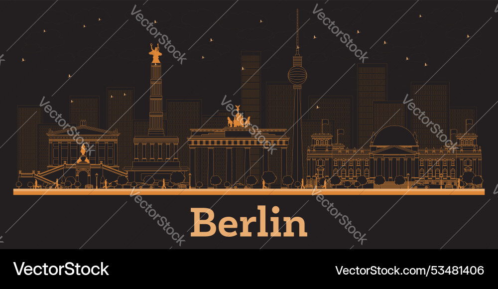 Outline berlin germany city skyline mit orange Outline berlin germany city skyline mit orange vektorbild