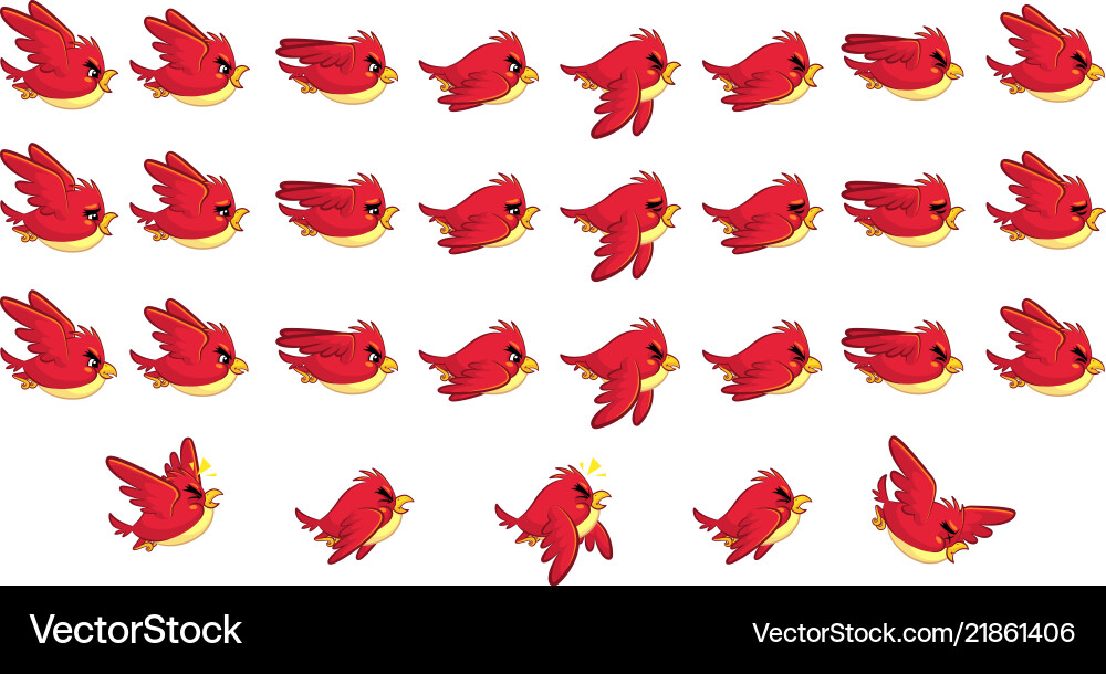 Red Bird Sprite Sheets - Action Game vector image