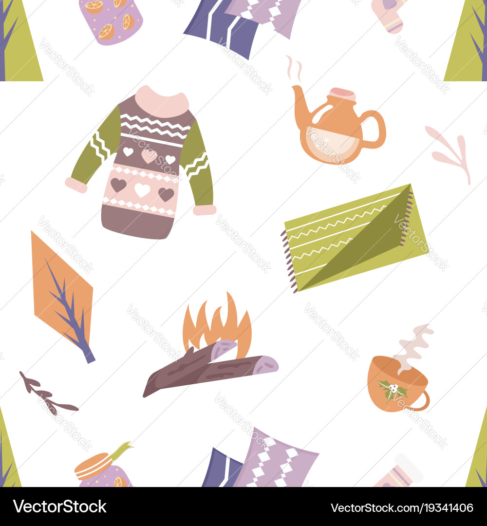 Scandinavian pattern with different elements Vector Image