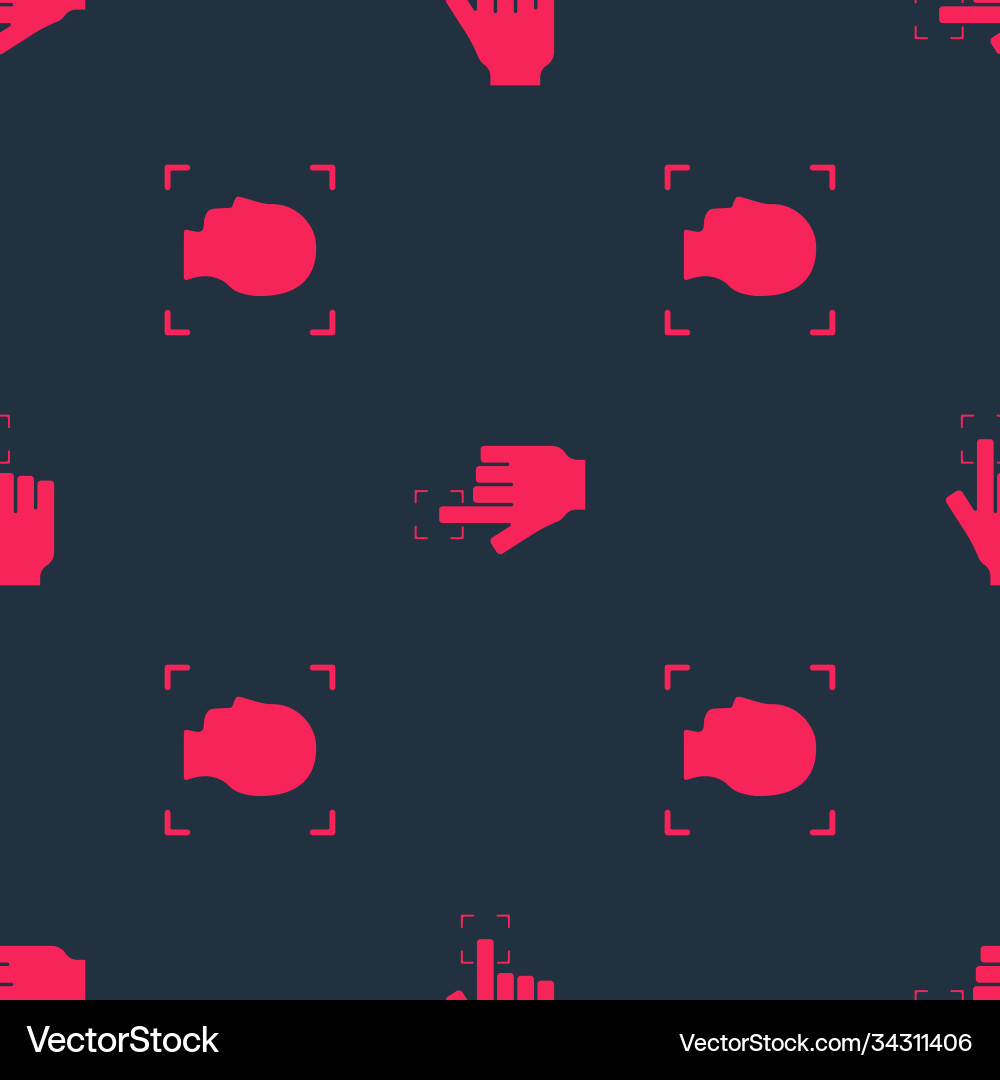 Set face recognition and fingerprint on seamless Set face recognition and fingerprint on seamless vector image