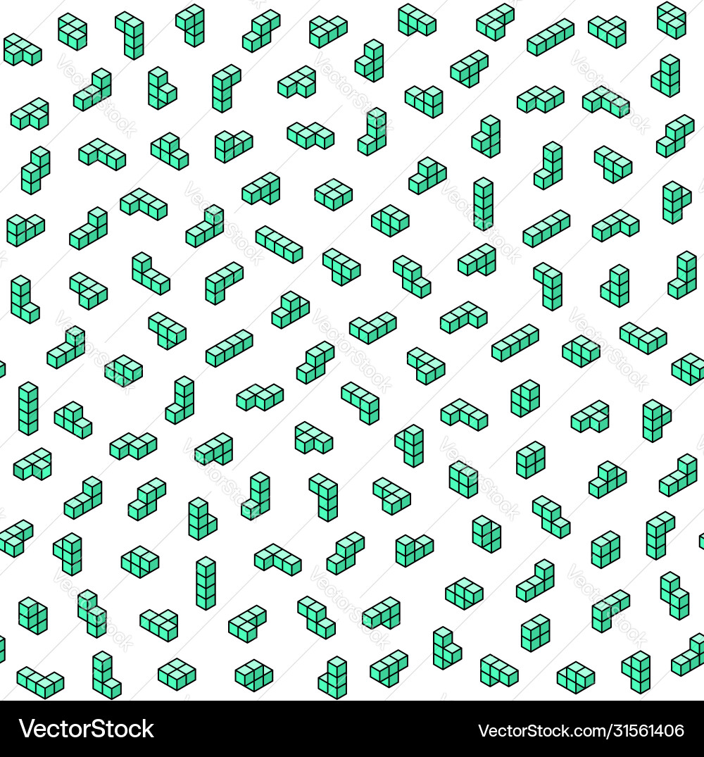 Tetromino Blocks in Isometry vector image