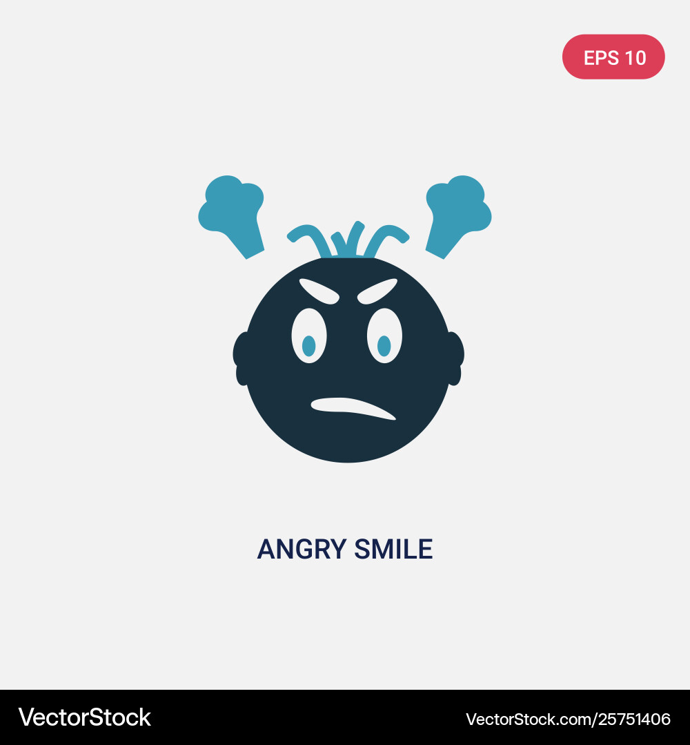 Two color angry smile icon from user interface Vector Image