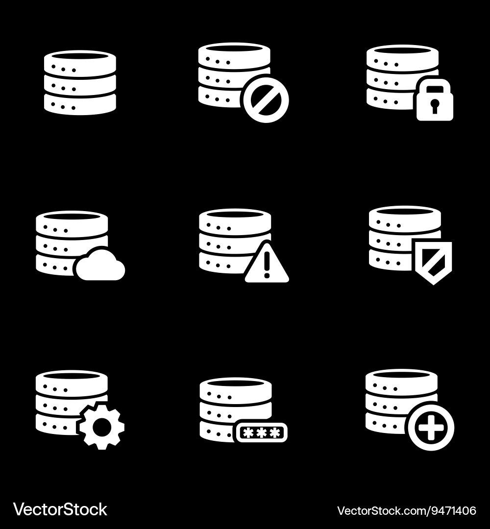 White database icon set Vector Image