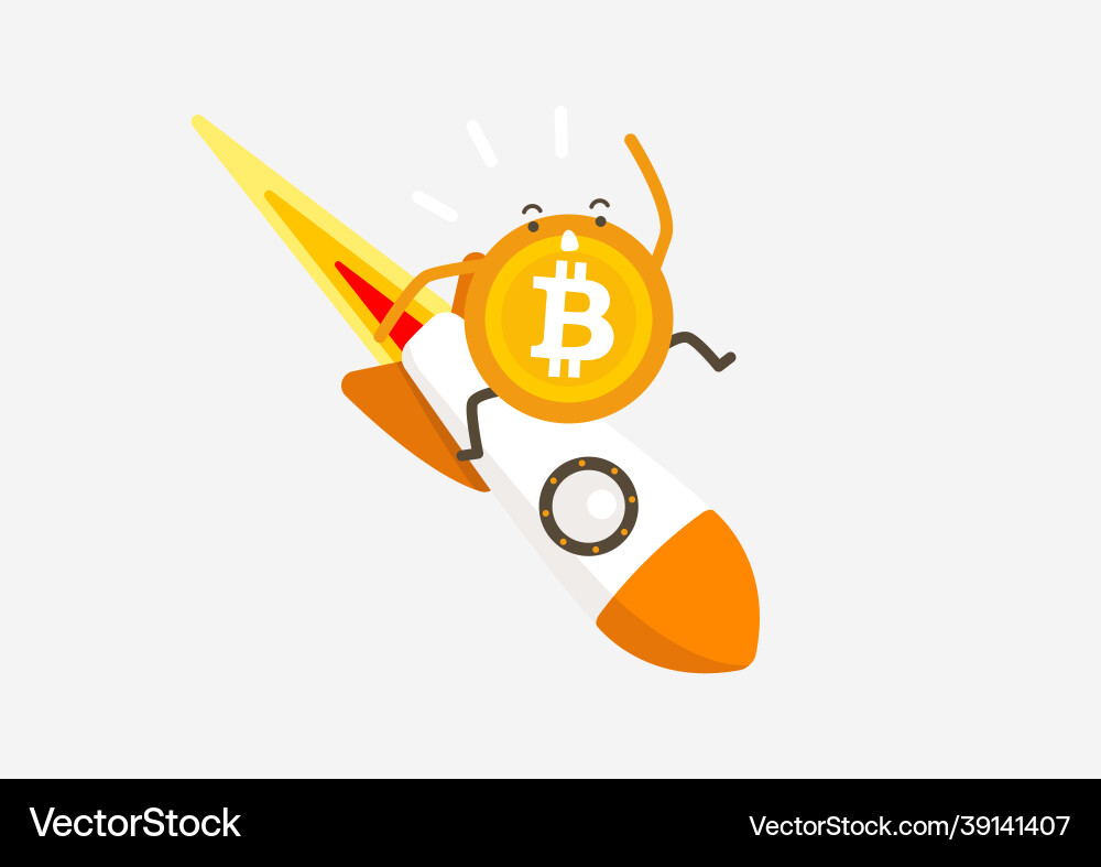 Bitcoin rocket falling down – Royalty-Free Vector | VectorStock