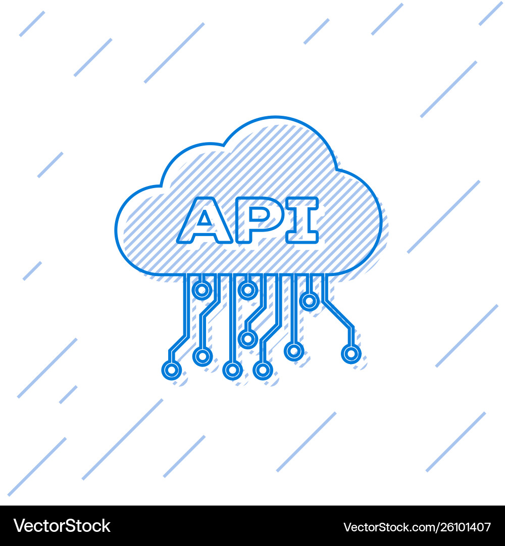 Blue cloud api interface line icon isolated Blue cloud api interface line icon isolated vector image