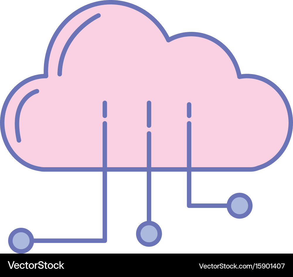 Cloud data with circuits to digital connection vector image
