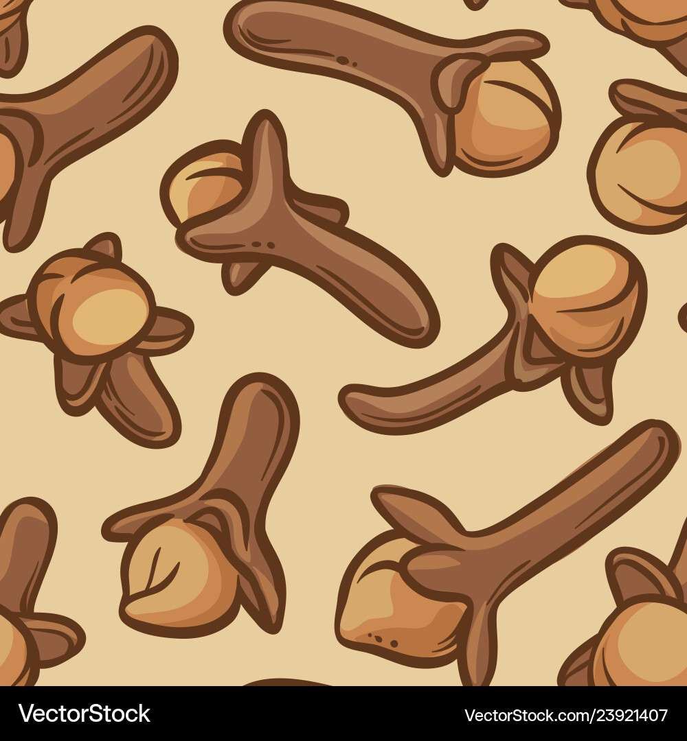 Clove seeds pattern on color background Clove seeds pattern on color background vector image