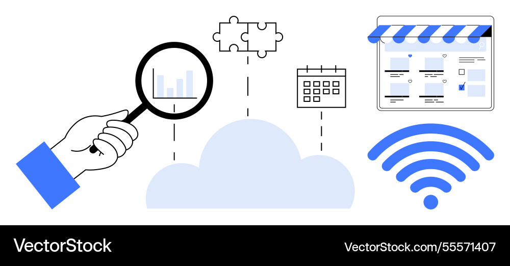 Digital tools and cloud integration with analytics Digital tools and cloud integration with analytics vector image