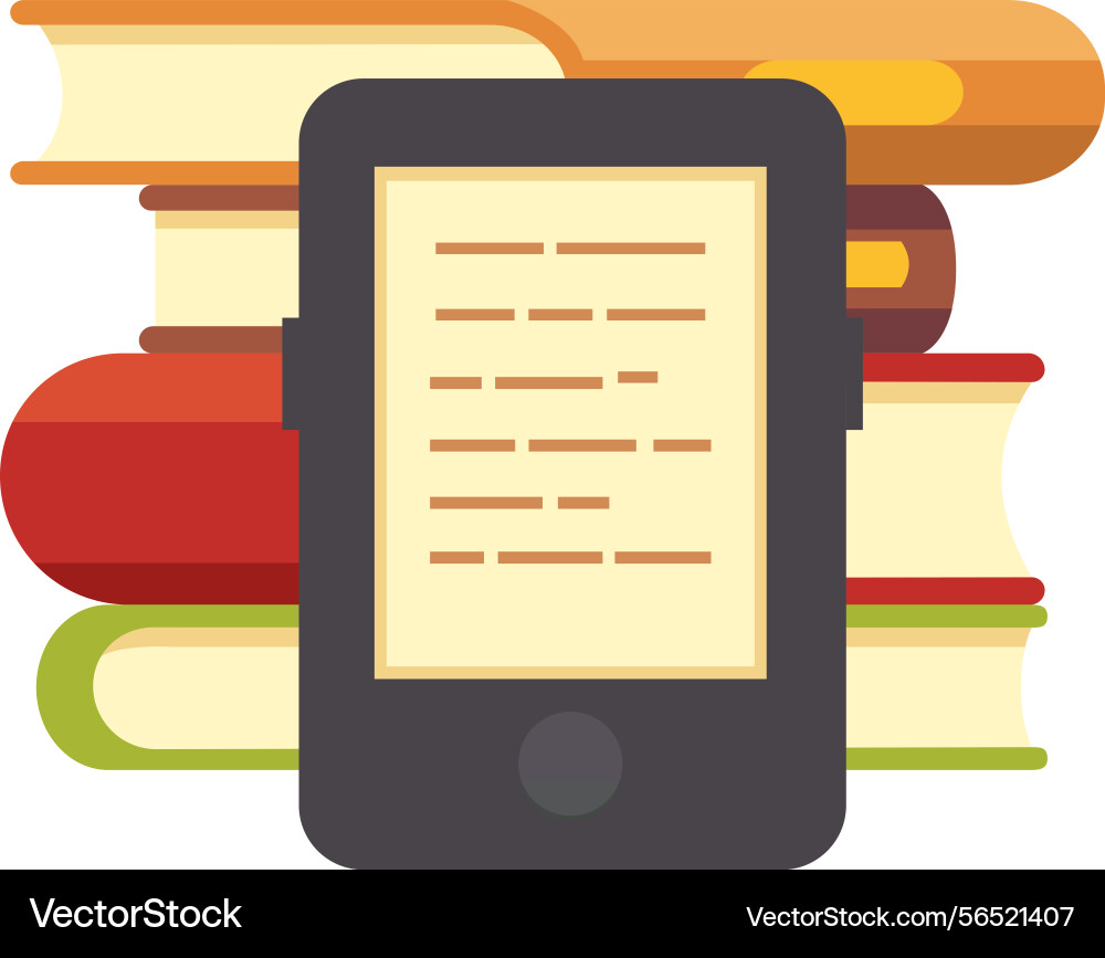 Ebook reader displaying text is placed next Ebook reader displaying text is placed next vector image