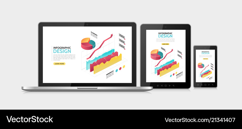 Isometric Data Charts Template vector image