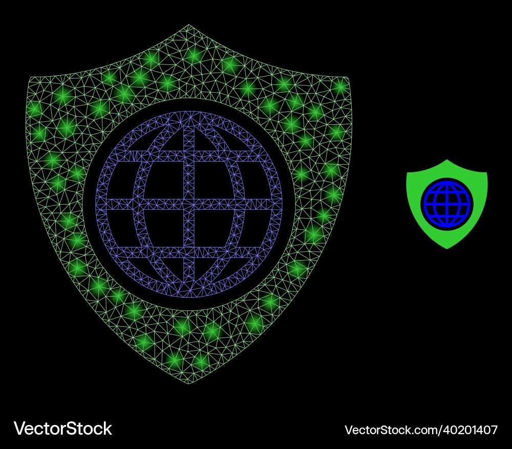 Mesh net global shield with glowing network Mesh net global shield with glowing network vector image
