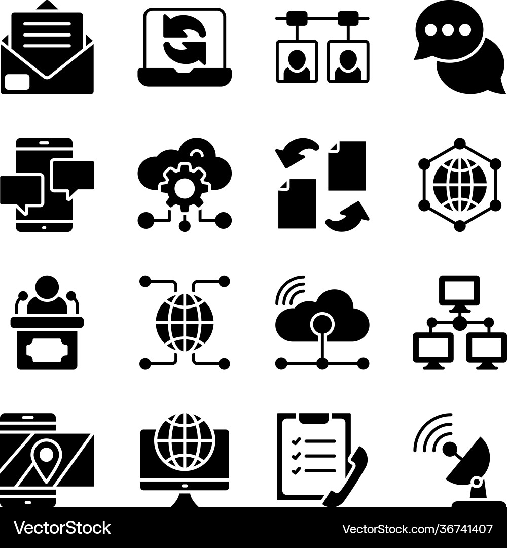 Pack cloud technology and networking solid Pack cloud technology and networking solid vector image