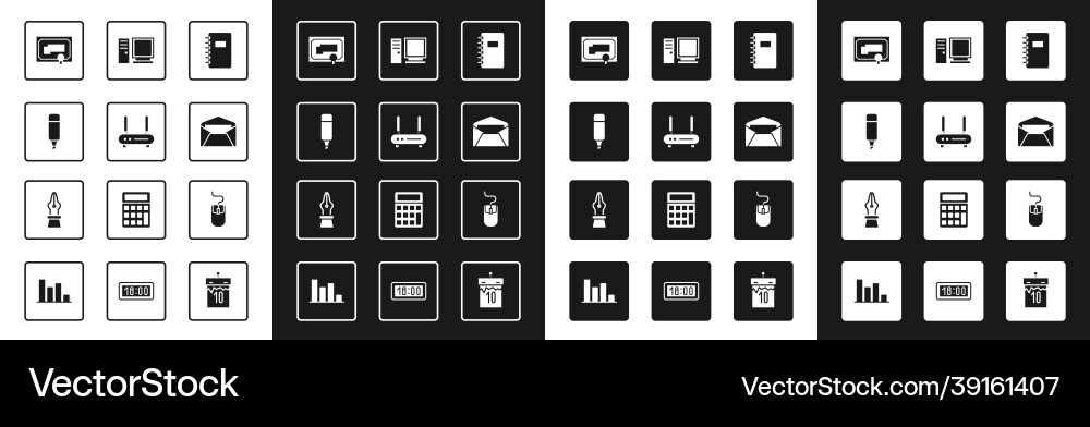 Set spiral notebook router and wi-fi signal vector image