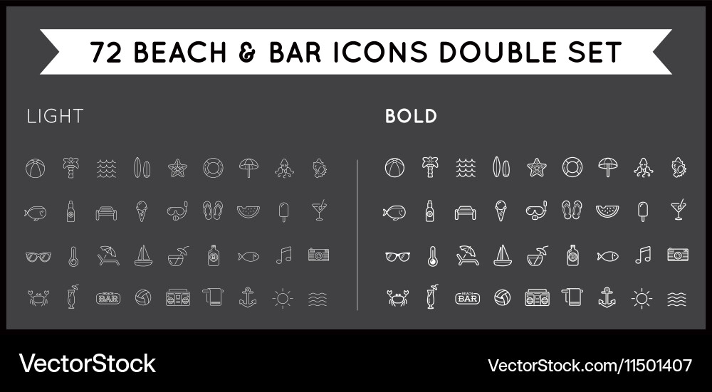 Set von dünnen und fetten Strand Meer Bar Elemente Vektorbild
