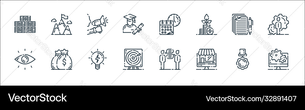 Startup line icons linear set quality Startup line icons linear set quality vector image