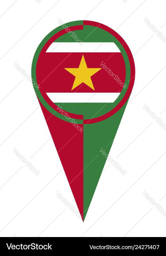 Suriname map pointer location flag vector image