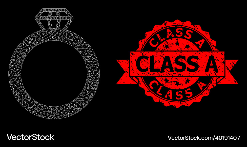 Textured class a stamp seal and polygonal network Textured class a stamp seal and polygonal network vector image