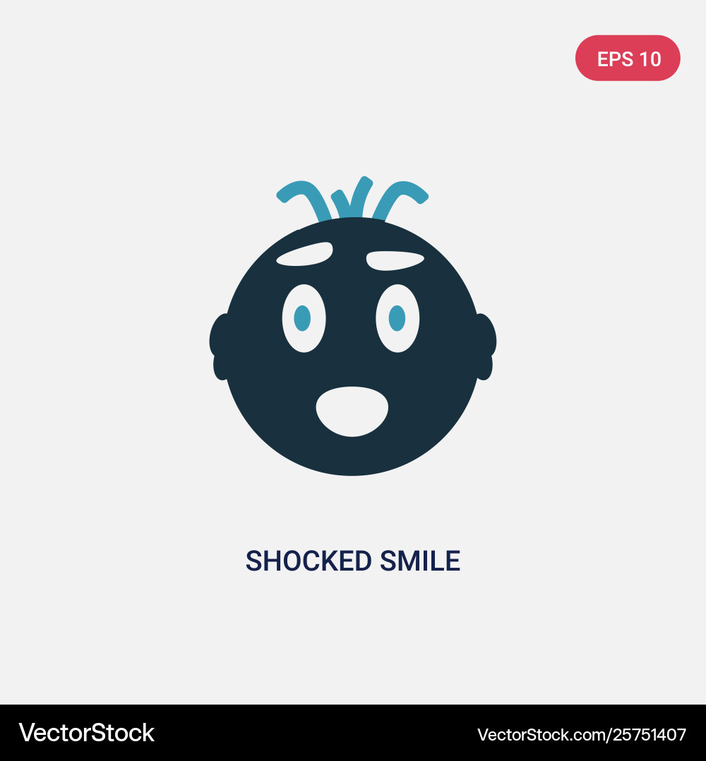 Two color shocked smile icon from user interface Vector Image