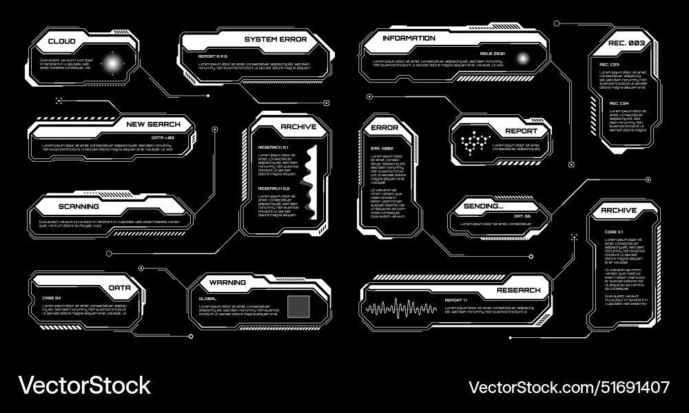 White futuristic hud ui elements sci-fi user White futuristic hud ui elements sci-fi user vector image