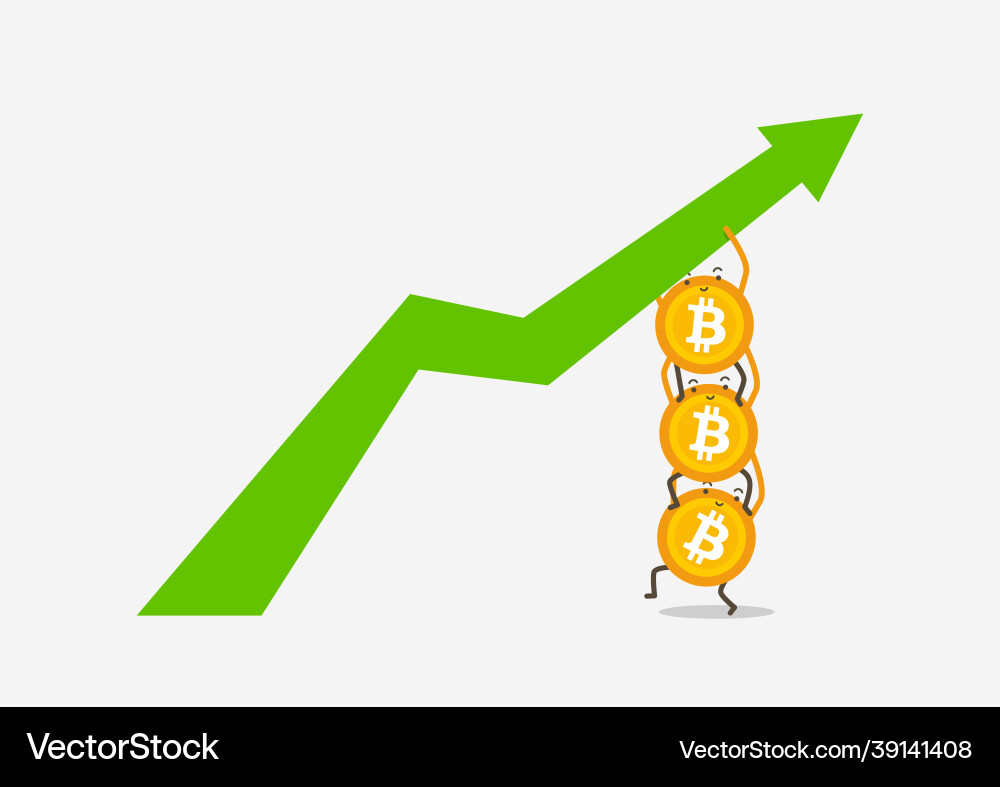 Acrobatic bitcoins to push the chart higher Acrobatic bitcoins to push the chart higher vector image