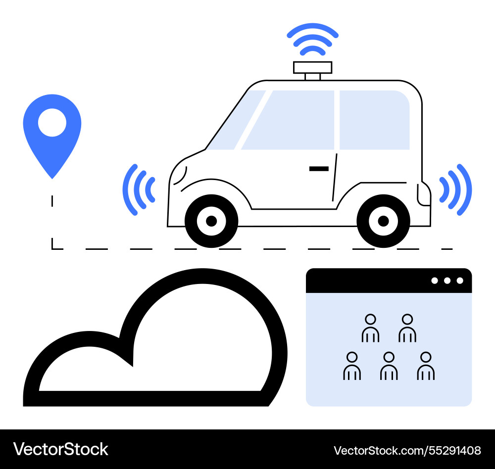 Autonomous vehicle with cloud integration gps map vector image
