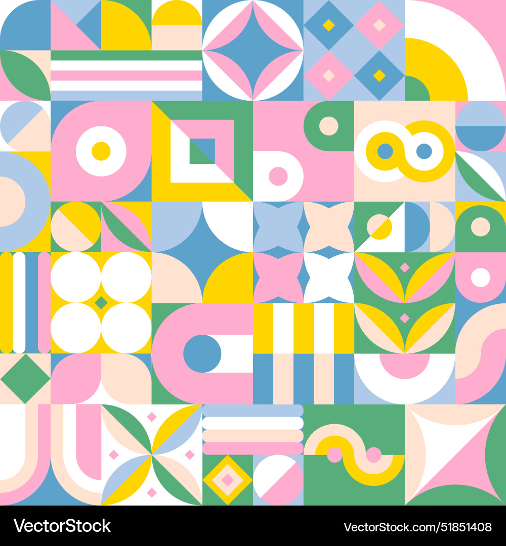 Bauhaus pink blue square pattern Royalty Free Vector Image
