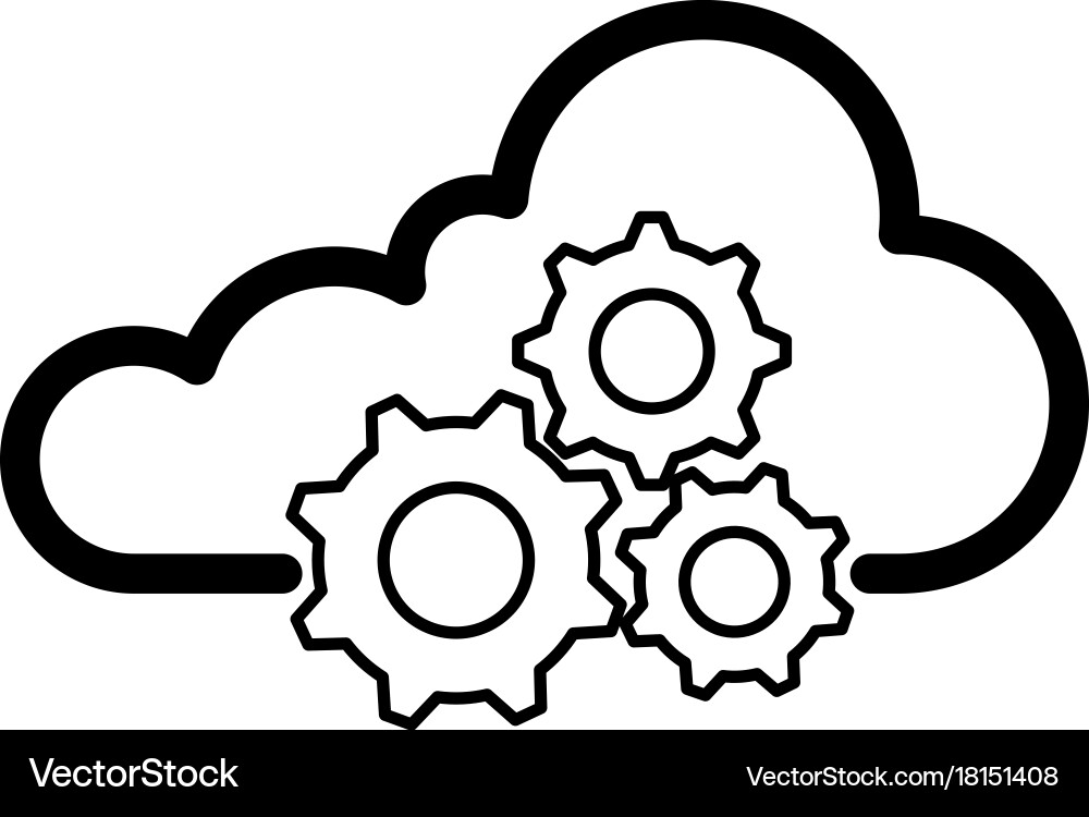 Cloud computing with gears Vector Image