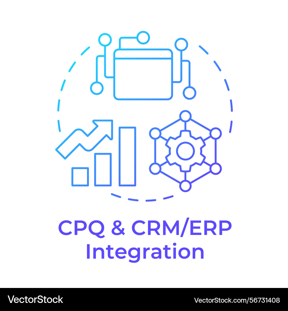 Cpq and crm or erp integration blue gradient Vector Image