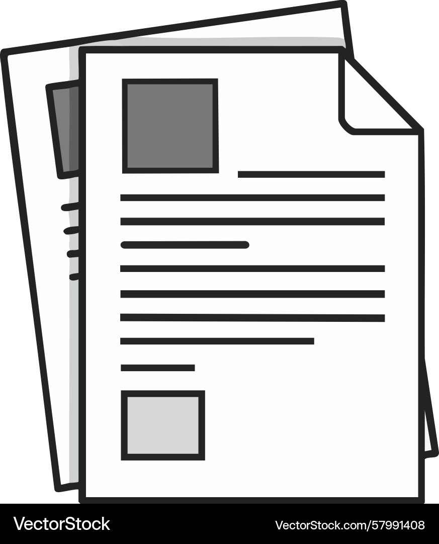 Document stack icon with simple black and white Vector Image