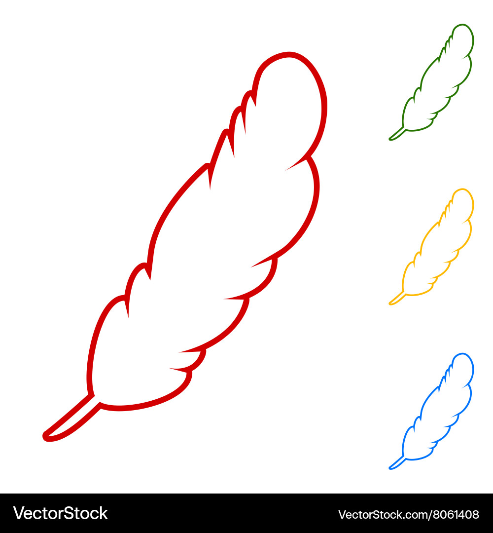 Feather set of line icons vector image