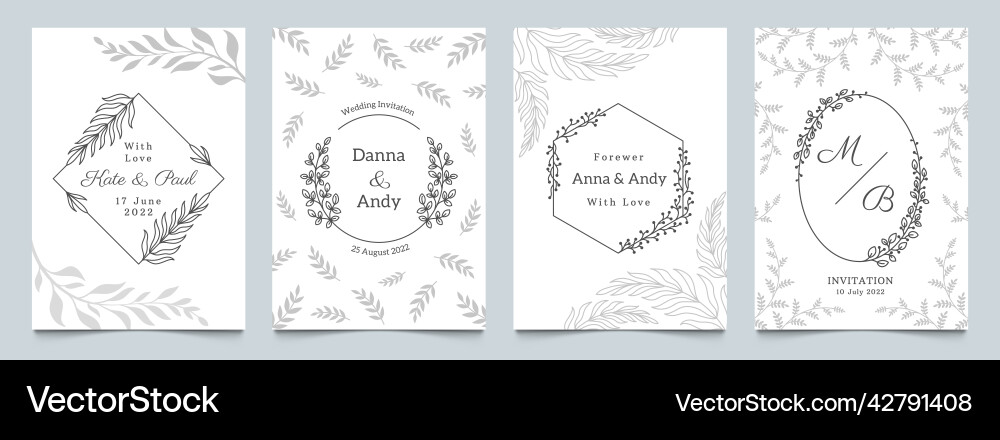 Floral Wedding Card Template Vector Image