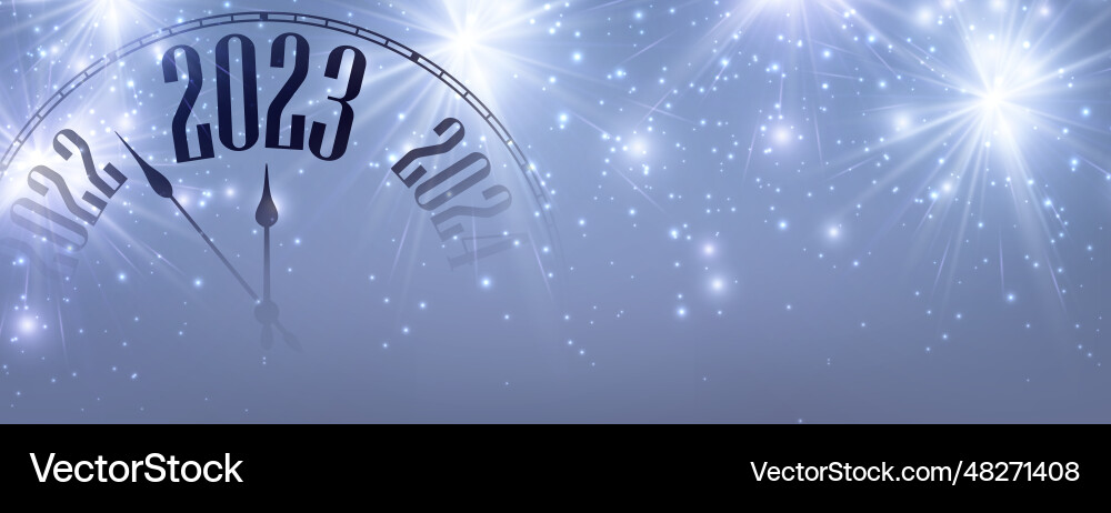 Half hidden clock showing 2023 on blue background Half hidden clock showing 2023 on blue background vector image