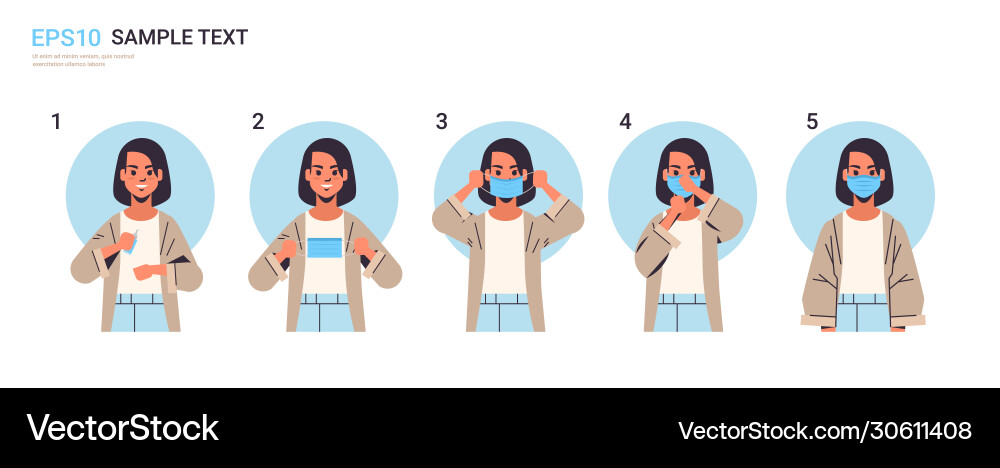 How to wear medical face mask covid-19 protection How to wear medical face mask covid-19 protection vector image
