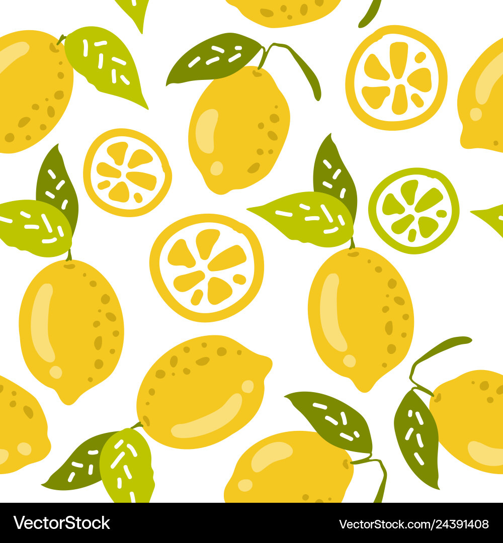 Lemon Pattern Seamless Background Vector Image