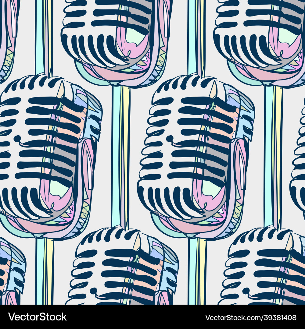 Microphone sketch isolated design element Microphone sketch isolated design element Vector Image