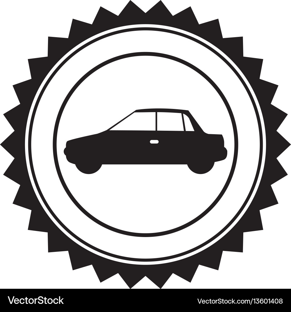 Monochrome circular seal with automobile in side vector image