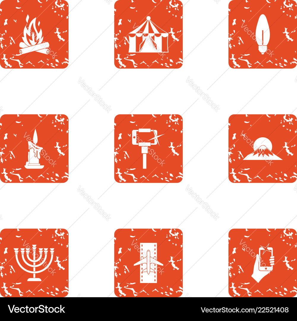 Mountainous Region Icons set grunge style Mountainous Region Icons set grunge style vektorbild